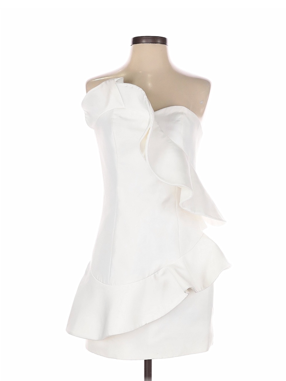 KEEPSAKE the Label White One-Shoulder Ruffle Mini Dress